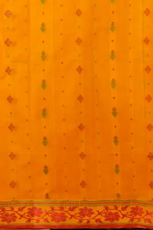 Premium Bengal Cotton Fabric Close-Up – Golden Handloom Weave | Grivana