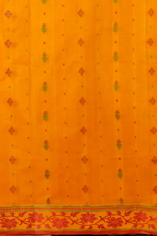 Premium Bengal Cotton Fabric Close-Up – Golden Handloom Weave | Grivana